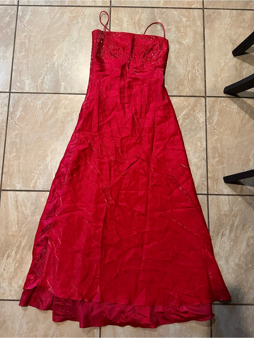 Vintage Red Morgan & Co Beaded Silk Dress Size 13/14